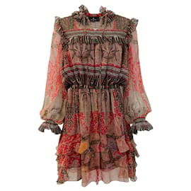 Autre Marque-Etro Red / Gold Multi Silk Printed Dress-Red