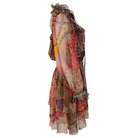 Autre Marque-Etro Red / Gold Multi Silk Printed Dress-Red