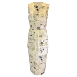 Autre Marque-Jason Wu Collection Ivory Multi Printed Pleated Sleeveless Midi Dress-Cream