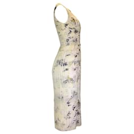 Autre Marque-Vestido midi plissado sem mangas com múltiplas estampas marfim da coleção Jason Wu-Cru