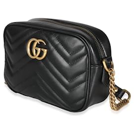 Gucci-Gucci Black Matelasse Mini GG Marmont Shoulder Bag-Black