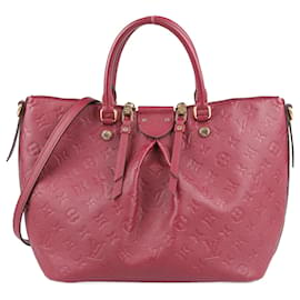 Louis Vuitton-Louis Vuitton Monogram Empreinte Mazarine MM Handbag in Aurore M43216-Dark red