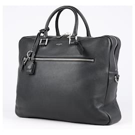 Saint Laurent-Saint Laurent Paris Sac de Jour Leather Briefcase Handbag in Black 656669-Black