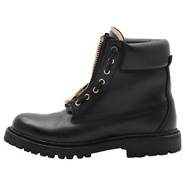 BALMAIN Leather Combat Boots in 38 EU in Black Black