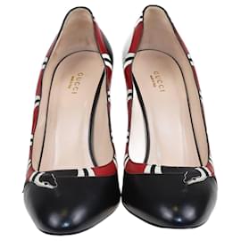 Gucci-Zapatos de tacón alto con serpiente Yoko negro/rojo de Gucci-Negro