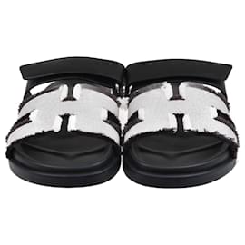 Hermès-Hermes Schwarze/Toile Chypre-Sandalen-Schwarz