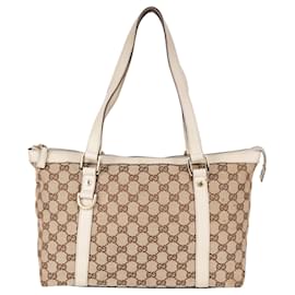 Gucci-Gucci Abbey Shopper-Tasche mit GG-Monogramm-Beige