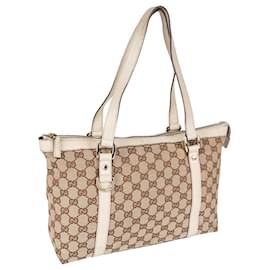 Gucci-Gucci GG Monogram Abbey Shopper Bag-Beige