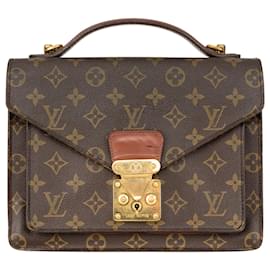 Louis Vuitton-Bolso Louis Vuitton Monceau Lona Monograma-Castaño