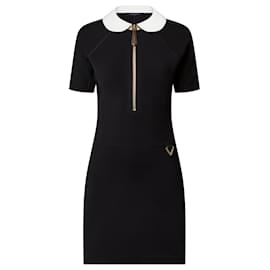 Louis Vuitton-LOUIS VUITTON DRESS Technical Jersey Peter Pan Collar Dress size 34-Black,White