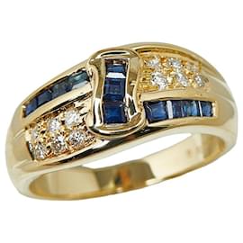 & Other Stories-K18YG Gelbgoldring mit Saphir von 0,538 ct und Diamant von 0,157 ct in einwandfreiem Zustand-Golden