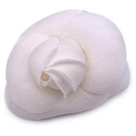 Chanel-Fleur en tissu blanc petite broche camélia camélia-Blanc