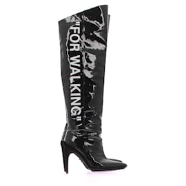 Off White-OFF-WHITE Stiefel T.EU 38 Lackleder-Schwarz