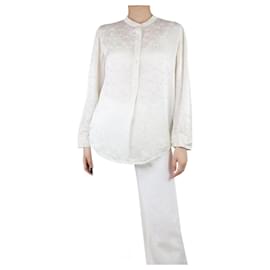Autre Marque-Blusa blanca de jacquard con flores - talla UK 8-Blanco