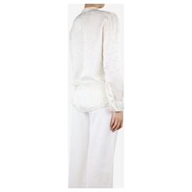 Autre Marque-Blusa blanca de jacquard con flores - talla UK 8-Blanco