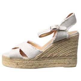 Castaner-White sparkly espadrille wedge sandal heels - size EU 41-White
