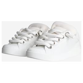 Dolce & Gabbana-Scarpe da ginnastica bianche in pelle con pizzo grosso - taglia EU 40-Bianco