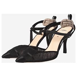 Fendi-Sapatos pretos com bico fino e franzido - tamanho UE 40-Preto