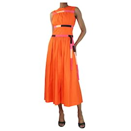 Roksanda-Roksanda Robe midi plissée sans manches orange - taille UK 4-Orange