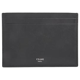 Céline-Porta carte di credito in pelle nera con marchio-Altro