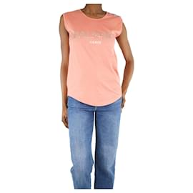 Balmain-T-shirt rosa stampata con bottoni - taglia UK 6-Rosa