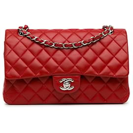 Chanel-Rabat doublé en cuir d'agneau classique rouge moyen Chanel-Rouge