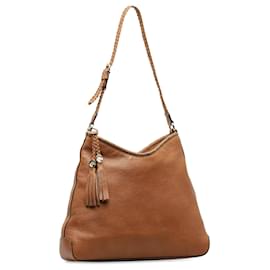 Gucci-Gucci Brown Leather Marrakech Shoulder Bag-Brown