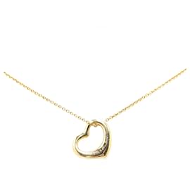 Tiffany & Co-Tiffany & Co. 18 Karat Gold Elsa Peretti Halskette mit offenem Herzanhänger-Golden