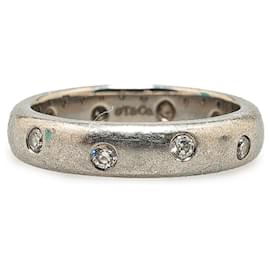 Tiffany & Co-Tiffany Silver Platinum Diamond Etoile Ring-Silvery