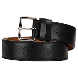 Louis Vuitton-Louis Vuitton Black Peforated Mahina Belt-Black