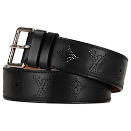 Louis Vuitton-Louis Vuitton Black Peforated Mahina Belt-Black