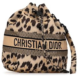 Dior-Dior Braun bestickte Mizza Leopard Dior Reisetasche-Braun
