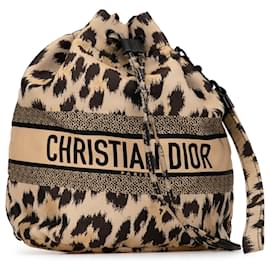 Dior-Dior Braun bestickte Mizza Leopard Dior Reisetasche-Braun