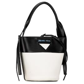 Prada-Prada White Mini Ouverture Leather Bucket-Other