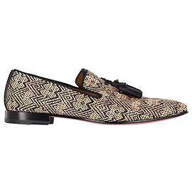 Mocassini Christian Louboutin Dandelion con nappe in rafia nera Nero