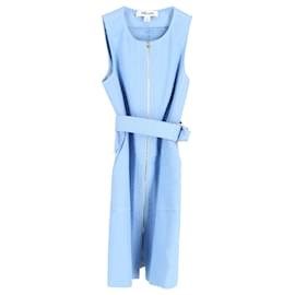 Diane Von Furstenberg-Diane Von Furstenberg Sleeveless Zip Front Dress in Light Blue Cotton-Blue,Light blue