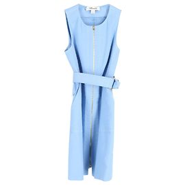 Diane Von Furstenberg Robe zippée sans manches sur le devant en coton bleu clair Bleu Bleu clair