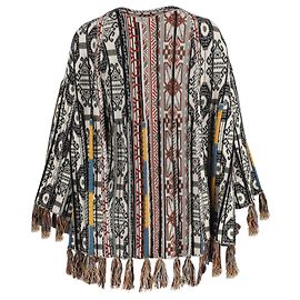 Etro Jacquard-Cardigan mit Fransen aus mehrfarbiger Wolle Andere Python drucken