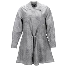 Louis Vuitton-Louis Vuitton – Langärmliges Kleid mit gewaschenem Monogramm aus grauer Seide-Grau