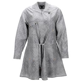 Louis Vuitton Washed Monogram Long-Sleeved Dress in Grey Silk Grey