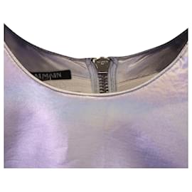 Balmain-Mini-robe Balmain Irredescent en cuir argenté métallisé-Argenté,Métallisé