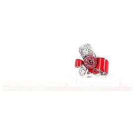 Swarovski Nirvana Bow Ring in Silver Metal Red