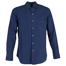 Loro Piana-Loro Piana André Shirt in Navy Blue Cotton-Blue,Navy blue