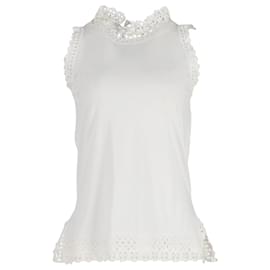 Prada-Prada Crochet-Trimmed Top in White Cotton-White