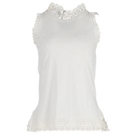 Prada Crochet-Trimmed Top in White Cotton White