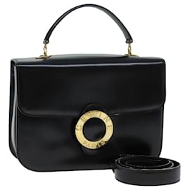 Céline-CELINE Hand Bag Leather 2way Black Auth 73008-Black