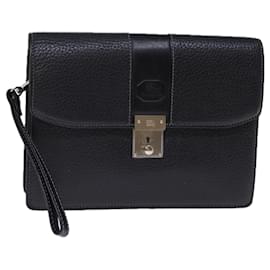 Autre Marque-Burberrys Clutch Bag Leather Black Auth bs13915-Black