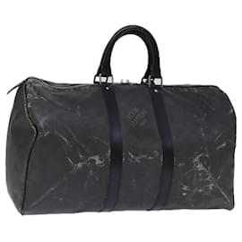 Louis Vuitton-LOUIS VUITTON Damier Carbon Keepall 45 Boston Sac Noir N41415 LV Auth bs13976-Noir