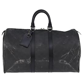 Louis Vuitton-LOUIS VUITTON Damier Carbon Keepall 45 Boston Sac Noir N41415 LV Auth bs13976-Noir