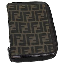 Fendi-FENDI Zucca Copertina per agenda in tela Marrone Nero Auth yk12048-Marrone,Nero